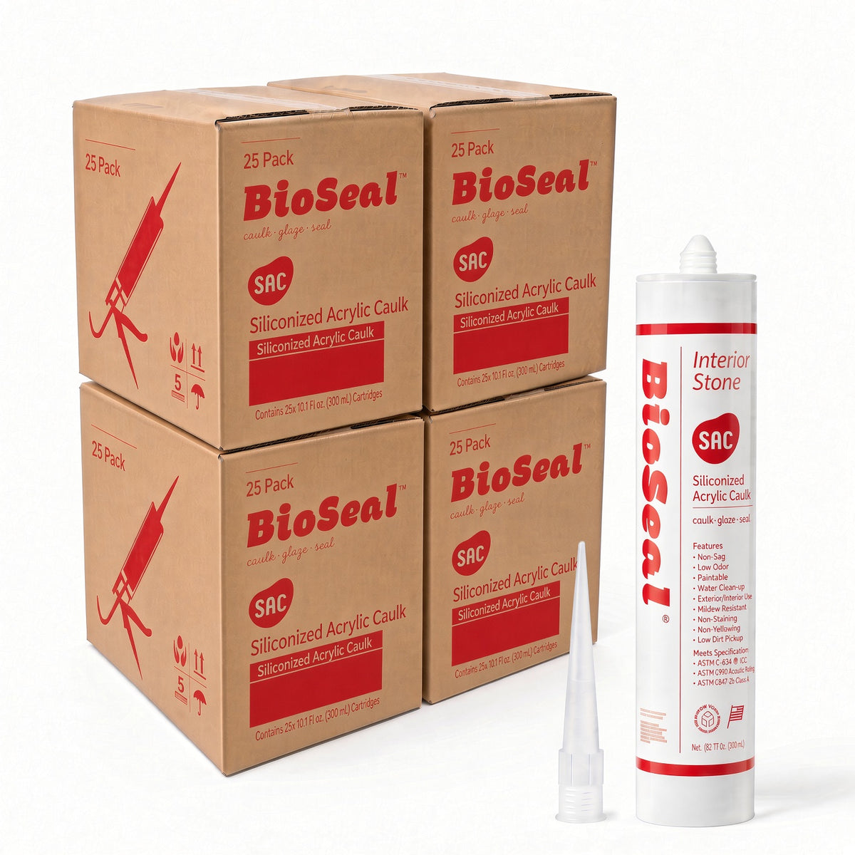 BioSeal Paintable Siliconized Acrylic Caulk –10.1 oz