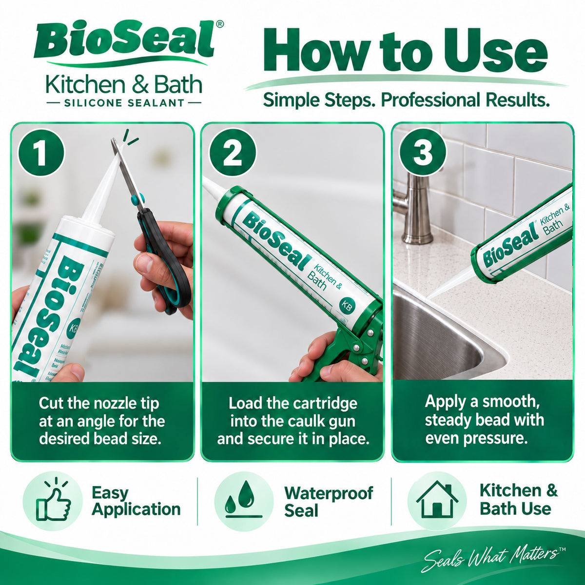 BioSeal Kitchen & Bath Silicone Sealant –10.1 oz