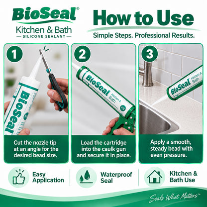 BioSeal Kitchen & Bath Silicone Sealant –10.1 oz