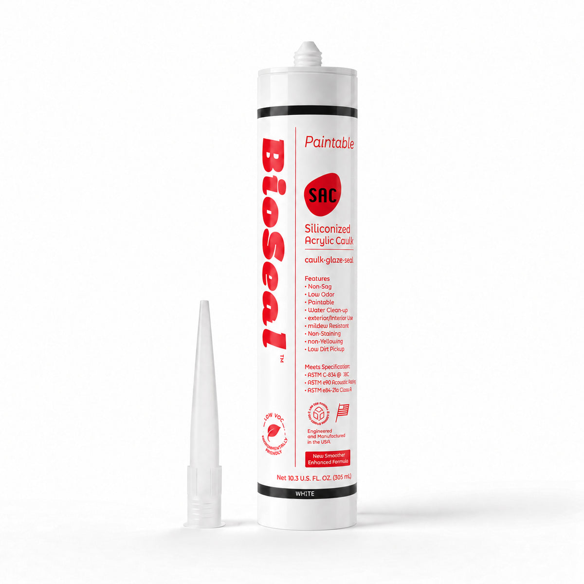 BioSeal Paintable Siliconized Acrylic Caulk –10.1 oz