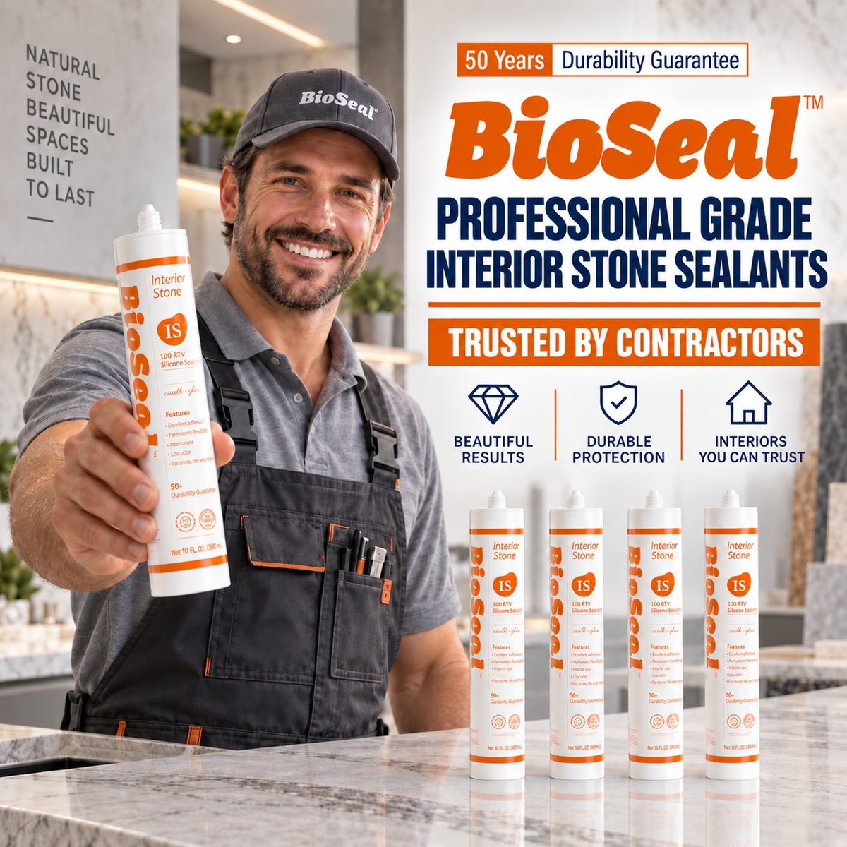 BioSeal Interior Stone Silicone Sealant –10.1 oz
