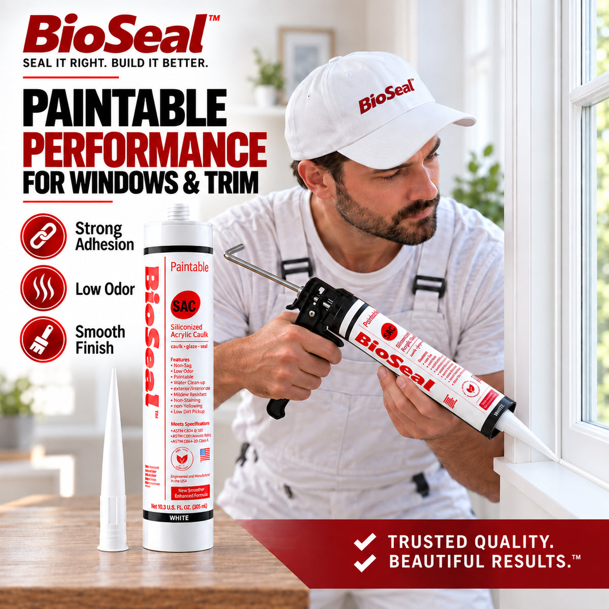 BioSeal Paintable Siliconized Acrylic Caulk –10.1 oz