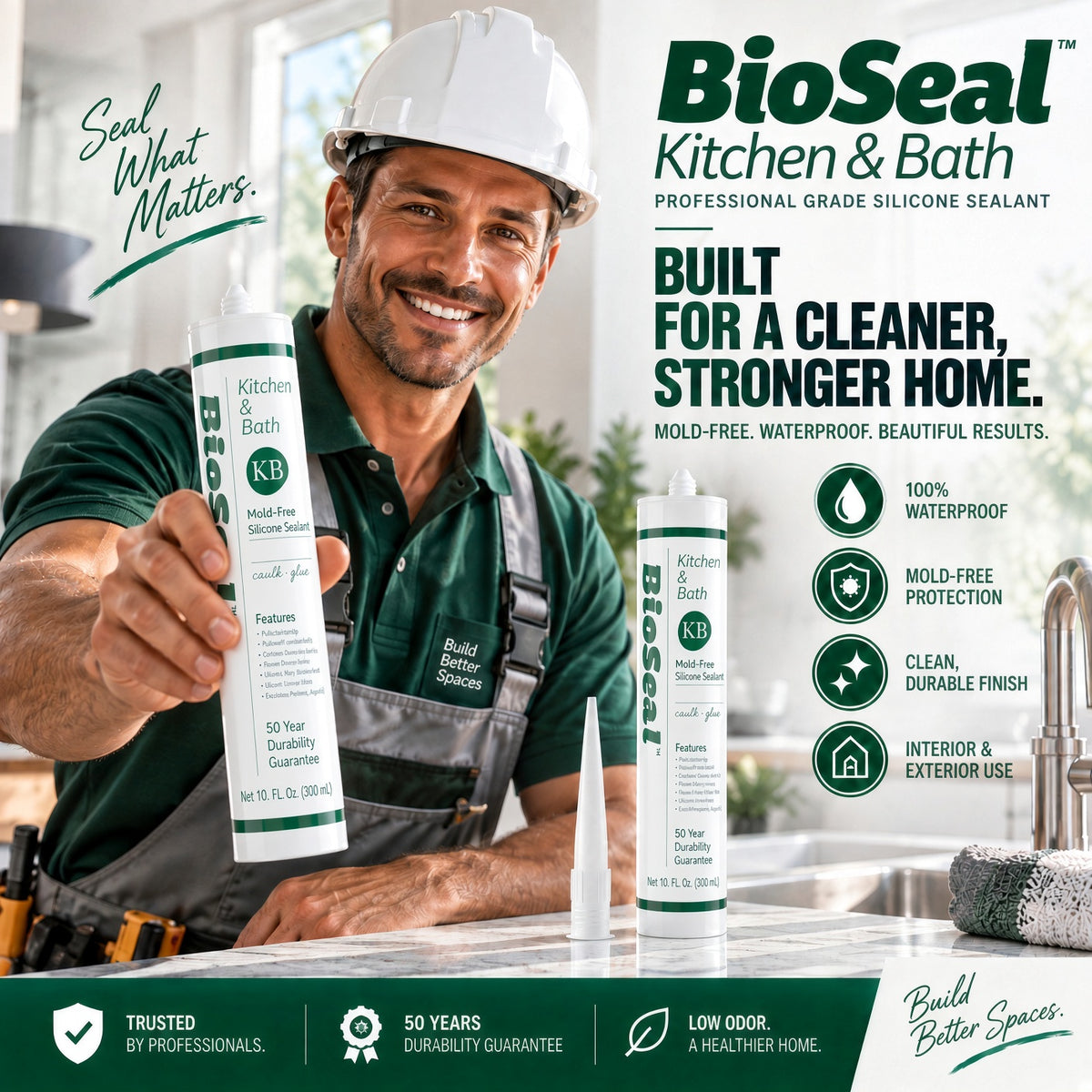 BioSeal Kitchen & Bath Silicone Sealant –10.1 oz
