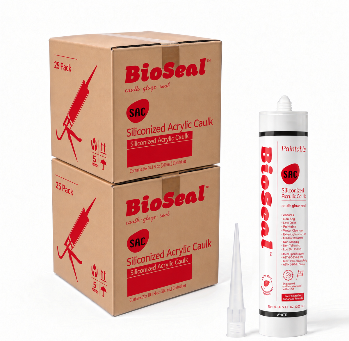 BioSeal Paintable Siliconized Acrylic Caulk –10.1 oz