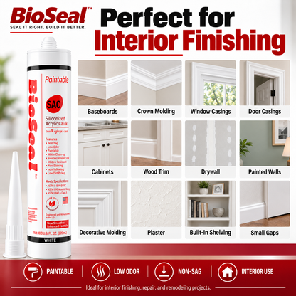 BioSeal Paintable Siliconized Acrylic Caulk –10.1 oz