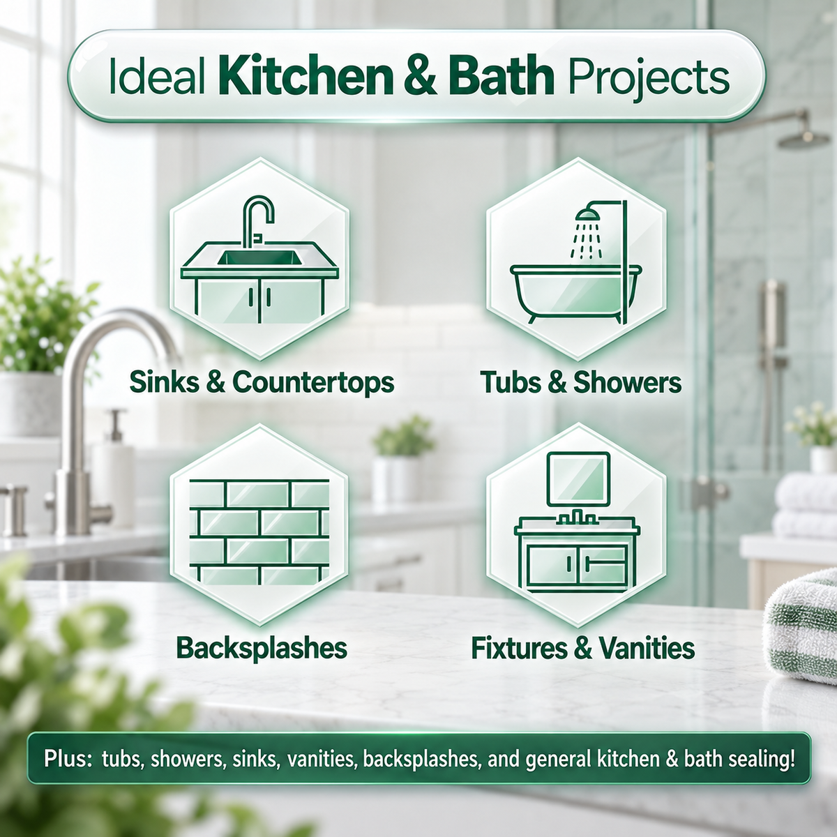 BioSeal Kitchen & Bath Silicone Sealant –10.1 oz