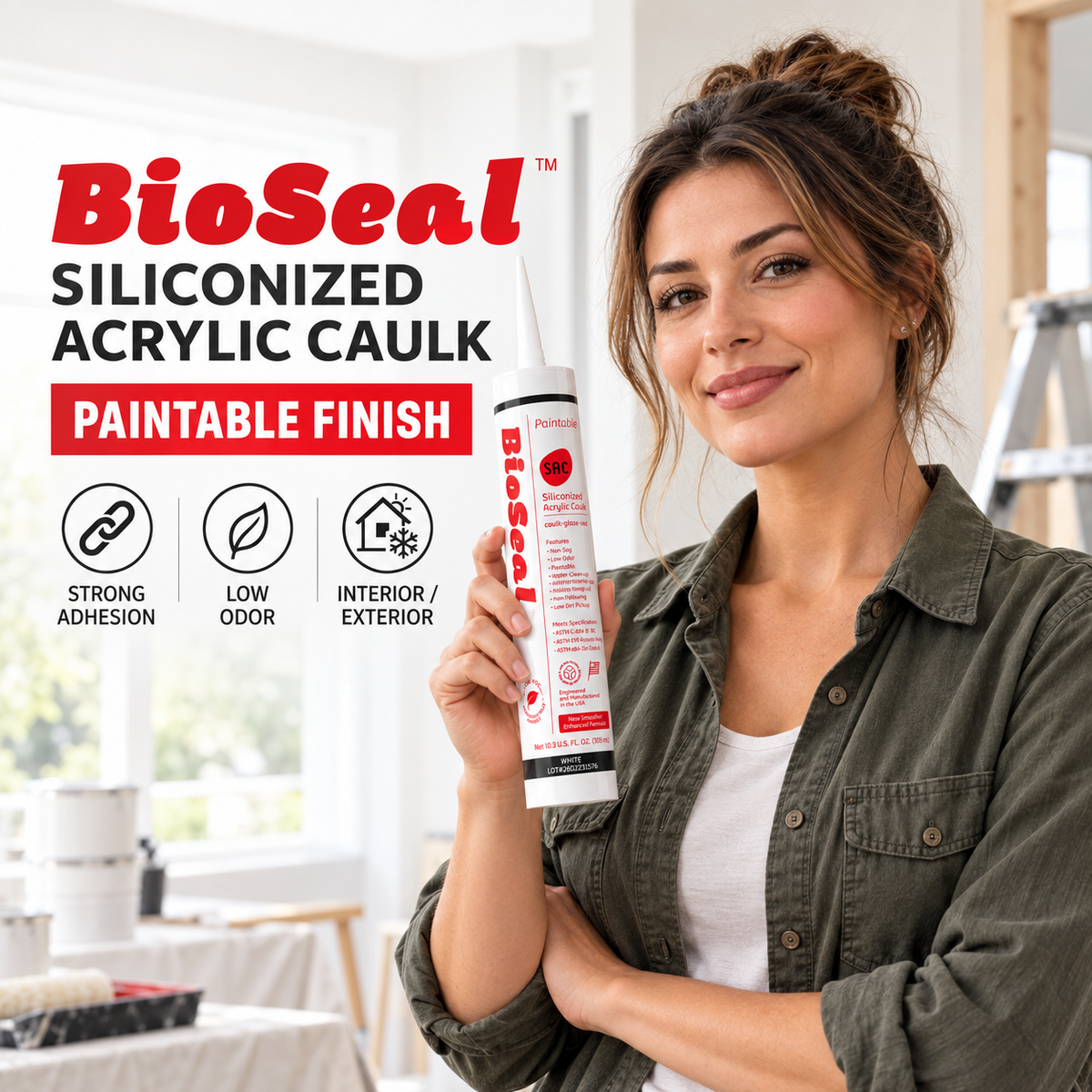 BioSeal Paintable Siliconized Acrylic Caulk –10.1 oz